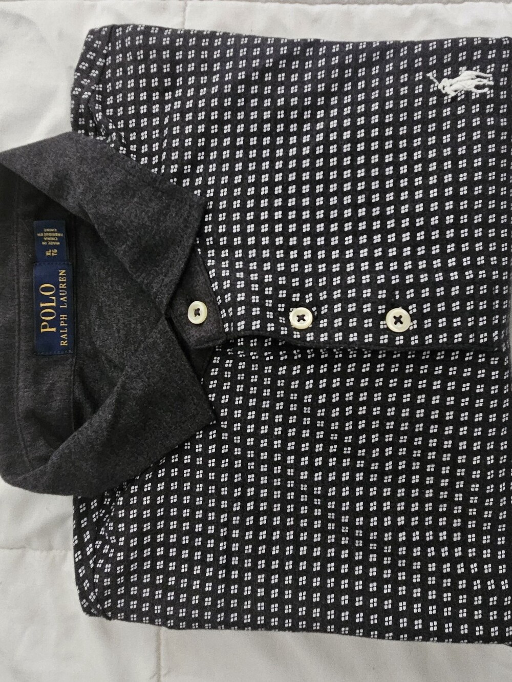 Ralph Lauren Black & Charcoal Patterned Polo Shirt